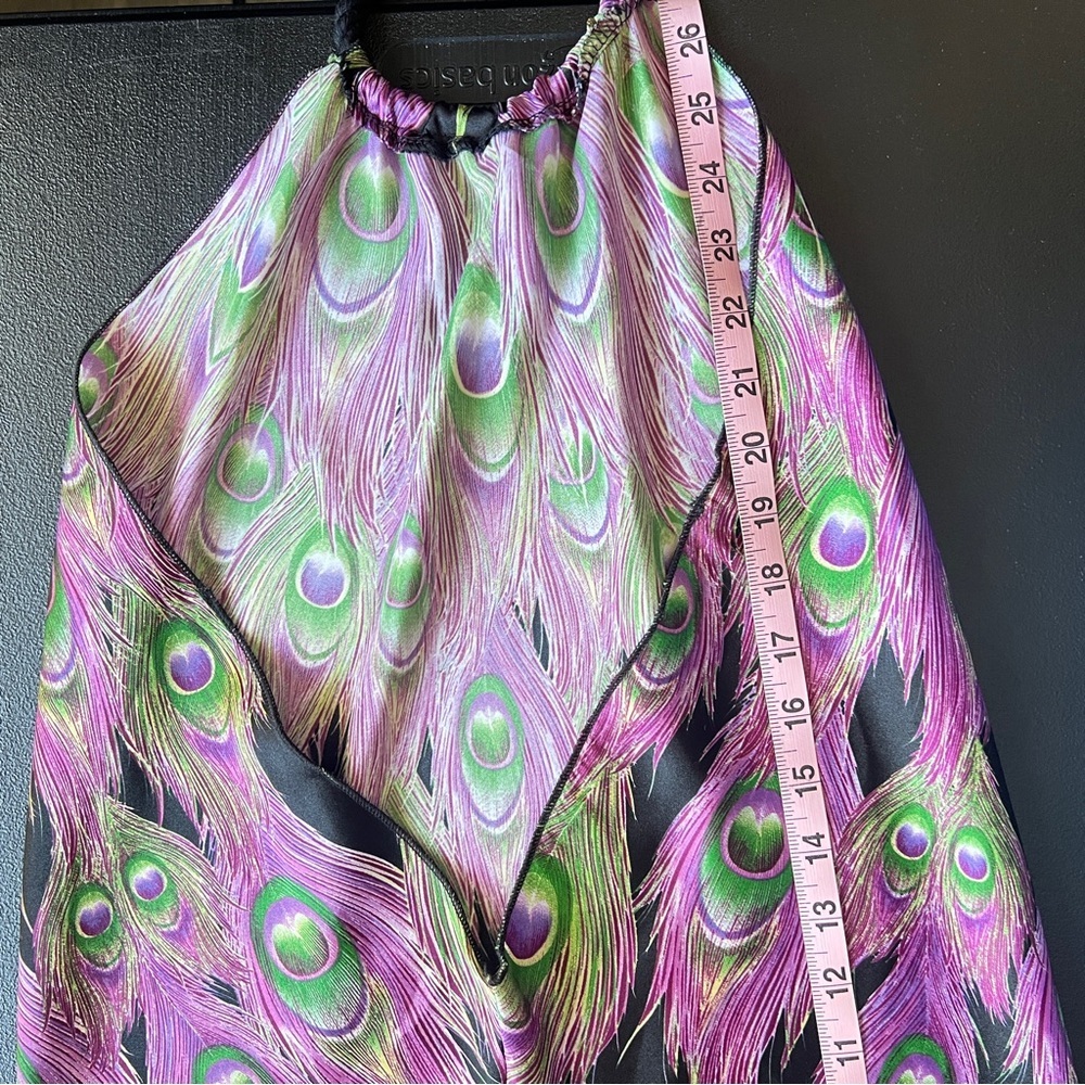 Y2K Peacock Halter Open Back Purple Multicolor Women’s Top - Picture 9 of 9